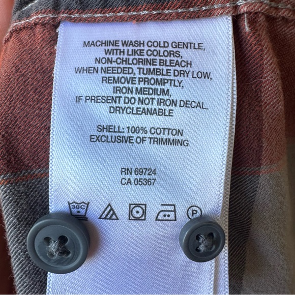 Columbia long sleeve Cotton Plaid Button down Shirt Orange Gray - Picture 7 of 9